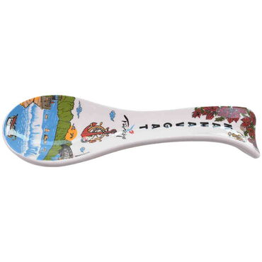 Manavgat Themed Ceramic Serigraphy Printed Spoon Rests - Thumbnail