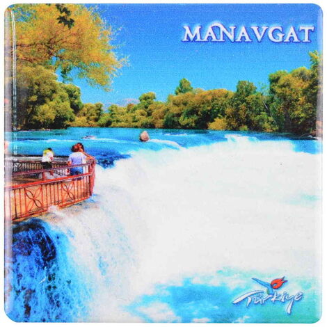 Manavgat Themed Ceramic Square Fridge Magnet 6 cm