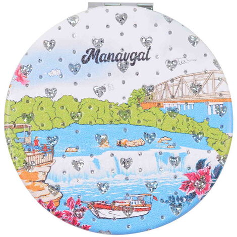 Manavgat Themed Custom Printed Round Pocket Mirror