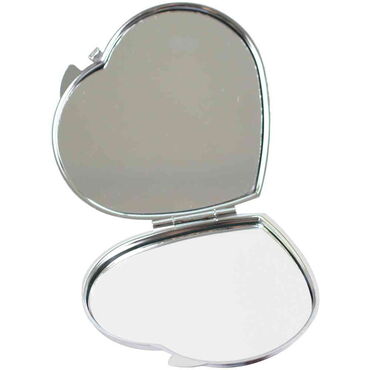 Manavgat Themed Customised Metal Epoxy Travel Make Up Compact Heart Shaped Mirror 70x65x8 mm - Thumbnail