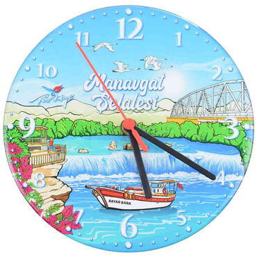 Myros - Manavgat Themed Epoxy Wall Clock Home Decoration 20 Cm