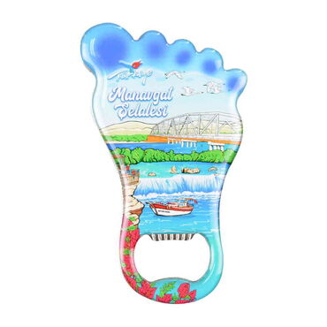 Myros - Manavgat Themed Foot Shaped Metal Magnetic Bottle Opener 100x59 mm