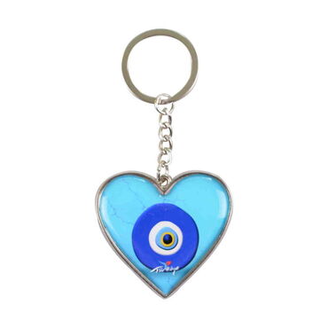 Manavgat Themed Metal Heart ShapedDouble Face Keychain 45x90 mm - Thumbnail