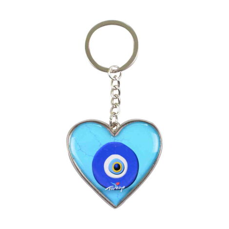 Manavgat Themed Metal Heart ShapedDouble Face Keychain 45x90 mm