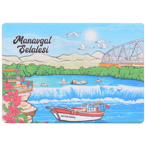 Manavgat Themed Wooden Canvas Fridge Magnet 50x70 mm