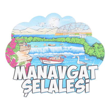 Manavgat Themed Wooden Customised 2D Souvenir Fridge Magnet - Thumbnail