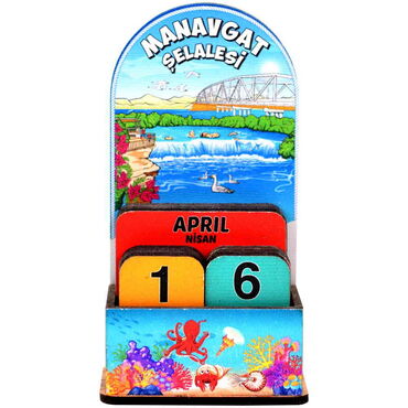 Manavgat Themed Wooden Table Calendar - Thumbnail