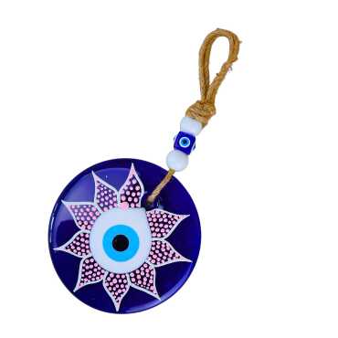 Mandala Desenli Cam Nazar Duvar Süsü 10 Cm - 6