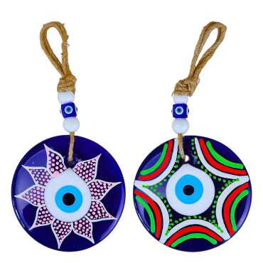 Mandala Desenli Cam Nazar Duvar Süsü 10 Cm - 2