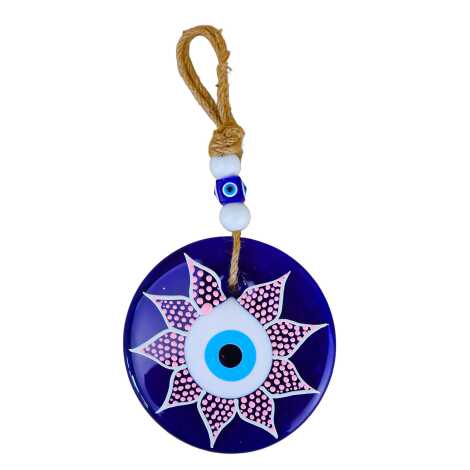 Mandala Desenli Cam Nazar Duvar Süsü 10 Cm - 3