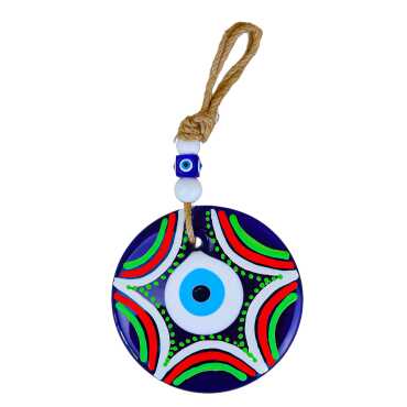 Mandala Desenli Cam Nazar Duvar Süsü 10 Cm - 4