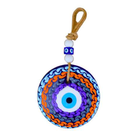 Mandala Desenli Cam Nazar Duvar Süsü 10 Cm - 5