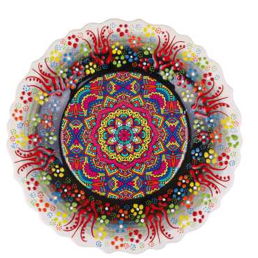 Mandala Temalı Çini Myros Resim Tabak 25 cm - Myros