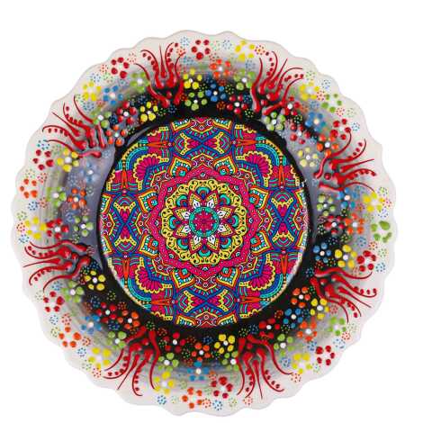 Mandala Temalı Çini Myros Resim Tabak 25 cm - 1
