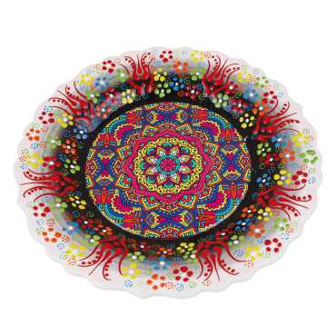 Mandala Temalı Çini Myros Resim Tabak 25 cm - 6