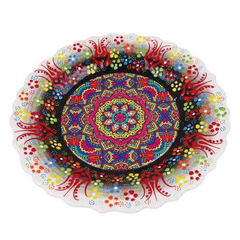 Mandala Temalı Çini Myros Resim Tabak 25 cm - 6