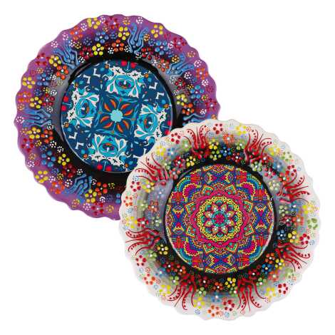 Mandala Temalı Çini Myros Resim Tabak 25 cm - 2