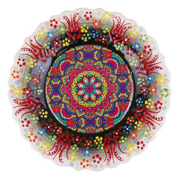 Mandala Temalı Çini Myros Resim Tabak 25 cm - 3