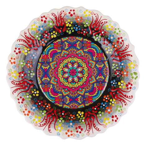 Mandala Temalı Çini Myros Resim Tabak 25 cm - 3