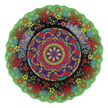 Mandala Temalı Çini Myros Resim Tabak 25 cm - 4