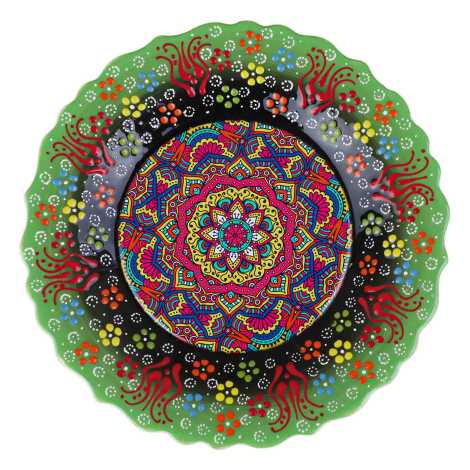 Mandala Temalı Çini Myros Resim Tabak 25 cm - 4