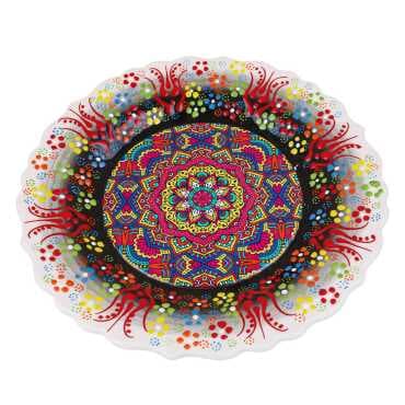 Mandala Themed Myros Ceramic Picture Plate 25 cm - 6
