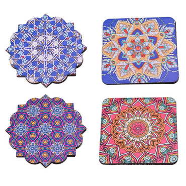 Mandala Themed Wooden Customised Souvenir Coaster Set of 4 pcs 90 mm - 2
