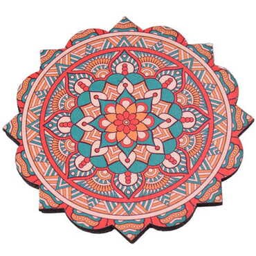 Mandala Themed Wooden Customised Souvenir Coaster Set of 4 pcs 90 mm - 6
