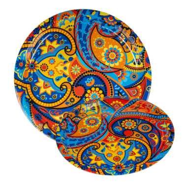 Mandala Temalı Metal Yuvarlak Tepsi 28 Cm - 3