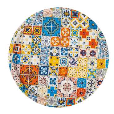 Mandala Temalı Metal Yuvarlak Tepsi 28 Cm - 4