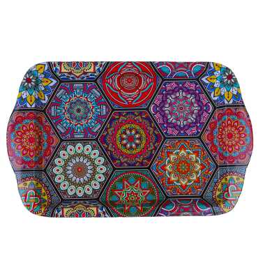 Wholesale Mandala Themed Mini Tray Double Sided Printed (25*16 cm) - 3