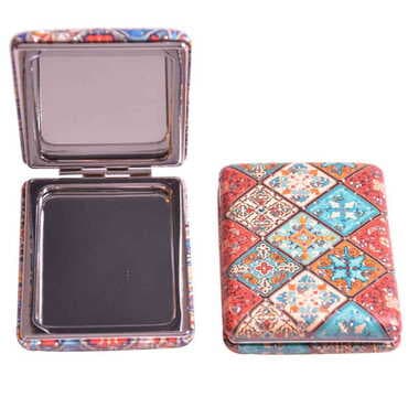 Mandala Themed Custom Printed Rectangular Curved Pocket Mirror - 3