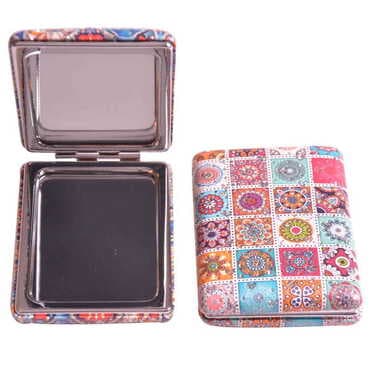 Mandala Themed Custom Printed Rectangular Curved Pocket Mirror - 4