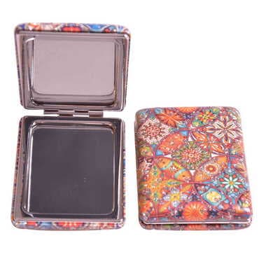 Mandala Themed Custom Printed Rectangular Curved Pocket Mirror - 7