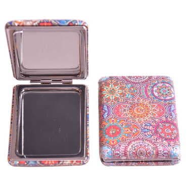 Mandala Themed Custom Printed Rectangular Curved Pocket Mirror - 10
