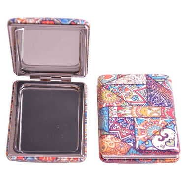 Mandala Themed Custom Printed Rectangular Curved Pocket Mirror - 12