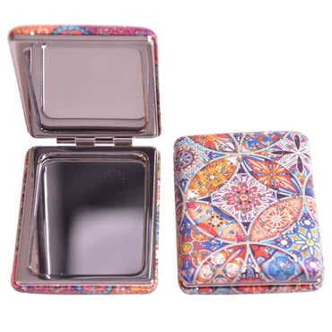 Mandala Themed Custom Printed Rectangular Curved Pocket Mirror - 14
