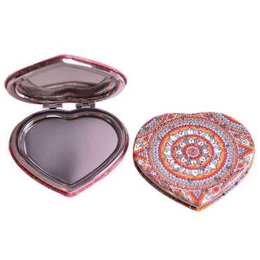 Mandala Themed Custom Printed Heart Shape Compact Mirror - 13