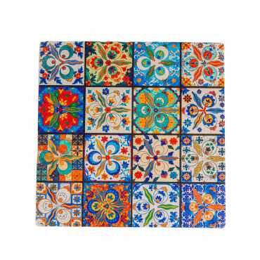 Mandala Temalı Taş Bardak Altlığı 100x100 mm - Myros
