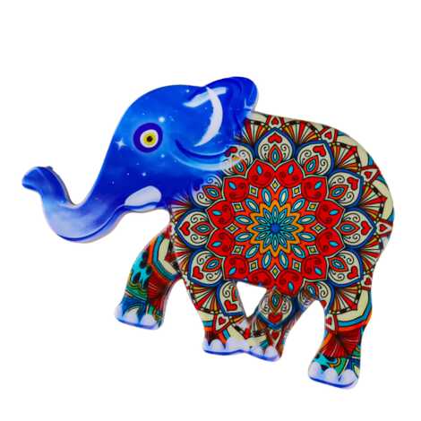 Mandala Temalı Uv Baskılı Fil Şekilli Magnet 86x62 mm - 2