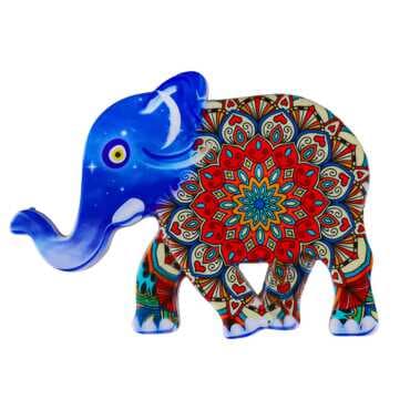 Mandala Themed UV Printed Elephant Shaped Refrigerator Magnet 86x62 mm