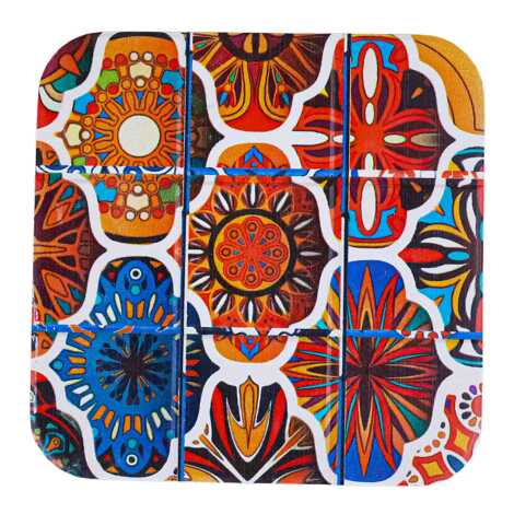 Mandala Temalı Uv Baskılı Kare Bardak Altlığı 80 Mm - 6