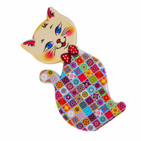 Mandala Temalı Uv Baskılı Kedi Şekilli Magnet 43x87 mm - 2