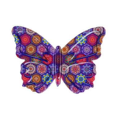Mandala Temalı Uv Baskılı Kelebek Şekilli Magnet 80x58 mm - Myros