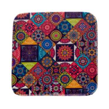 Mandala Themed UV Square Yoresel Coaster 97 mm