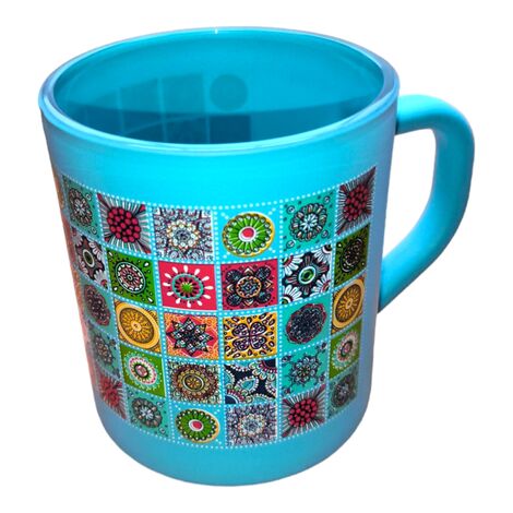 Mandala Themed Colored Glass Mug