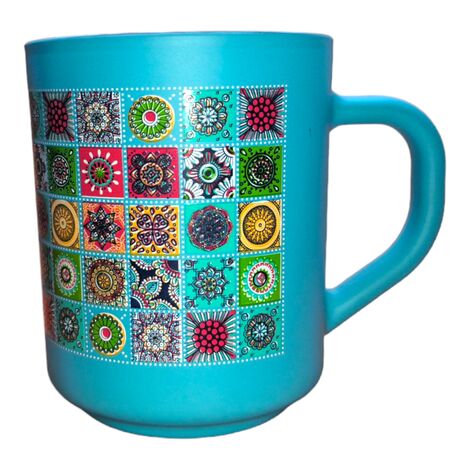 Mandala Themed Colored Glass Mug