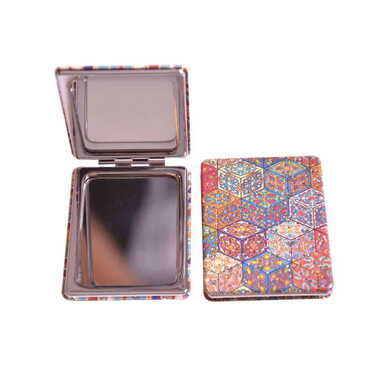 Mandala Themed Custom Printed Rectangle Pocket Mirror - Thumbnail