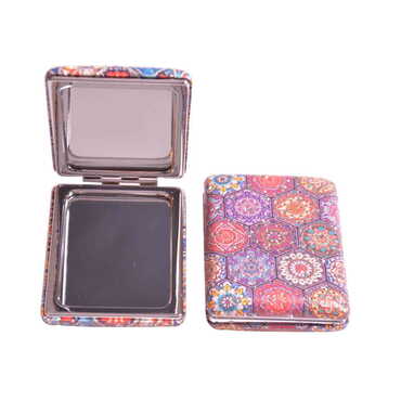 Myros - Mandala Themed Custom Printed Rectangular Curved Pocket Mirror