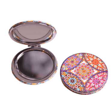 Mandala Themed Custom Printed Round Pocket Mirror - Thumbnail